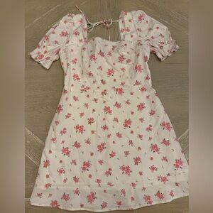 Altar'd State Floral Mini Dress in Pink and White